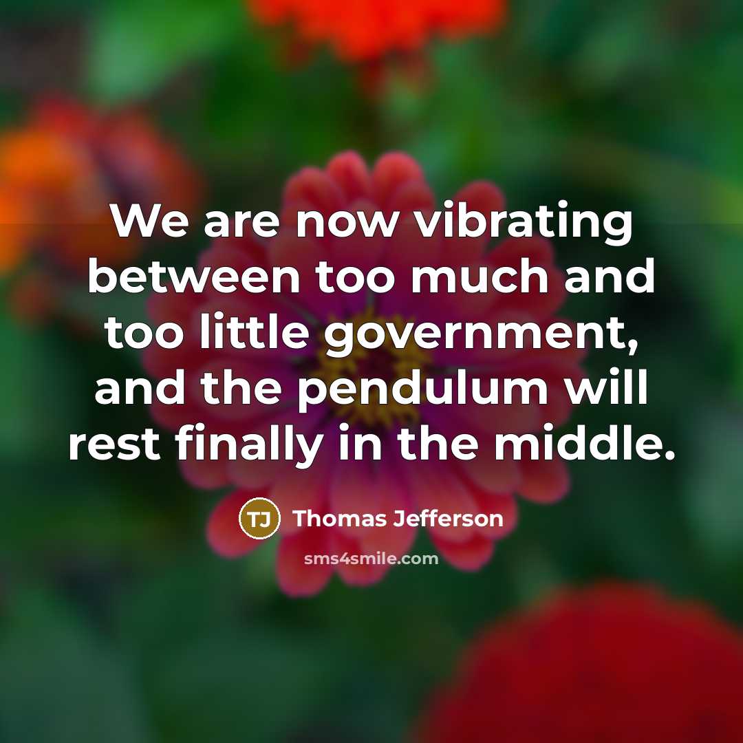 “We are now vibrating between too much and too little…” quote by Thomas Jefferson