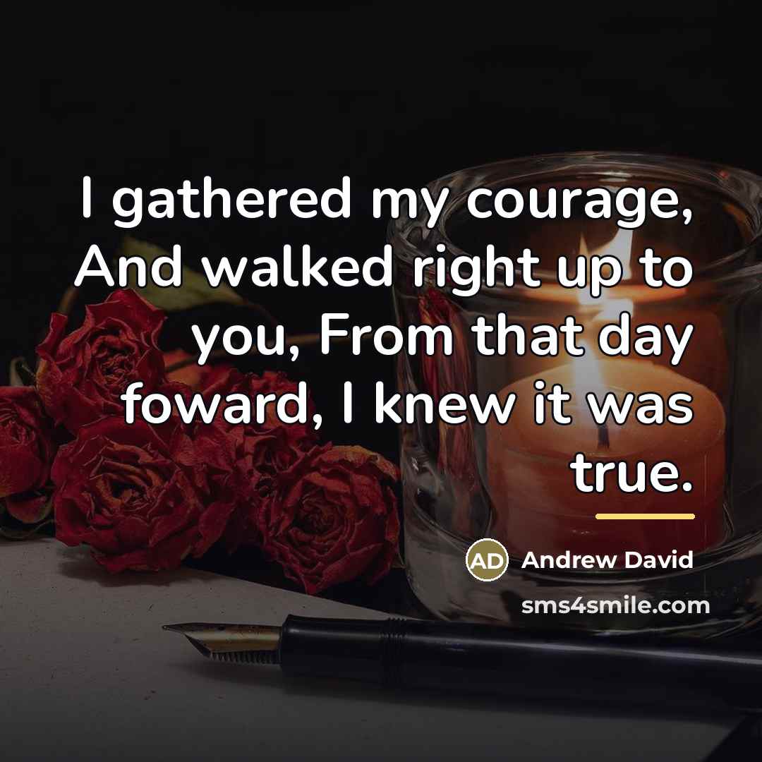 “I gathered my courage, And walked right up to you,…” quote by Andrew David