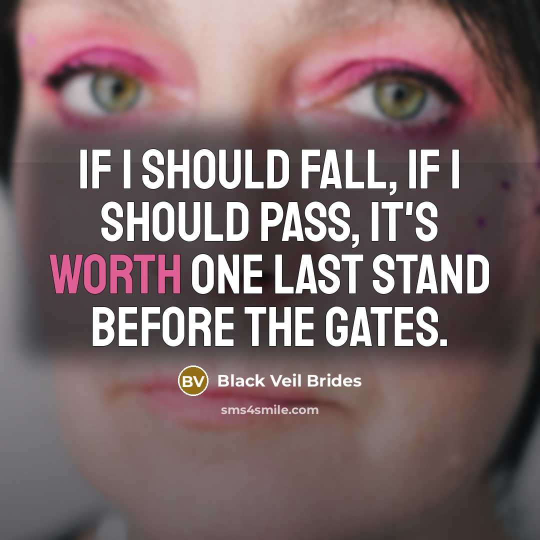 “If I should fall, If I should pass, It's worth one last stand before the gates.” quote by Black Veil Brides