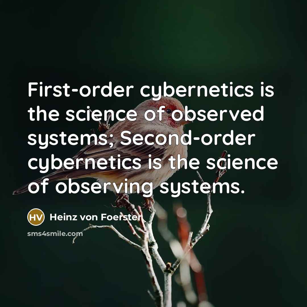 “First-order cybernetics is the science of observed systems; Second-order cybernetics…” quote by Heinz von Foerster