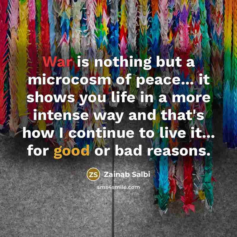 “War is nothing but a microcosm of peace... it shows…” quote by Zainab Salbi