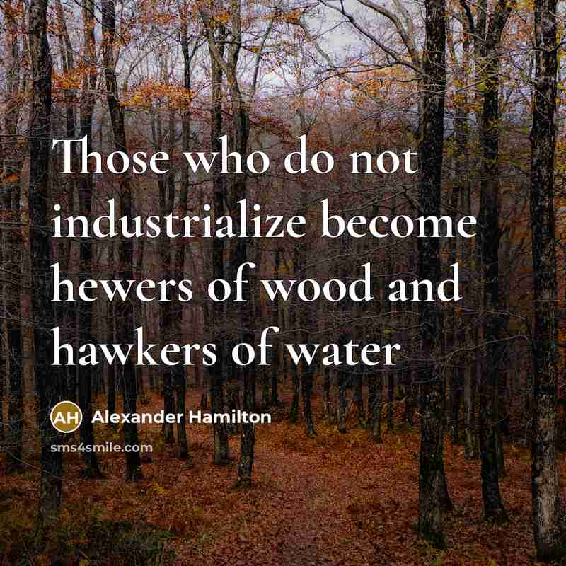 “Those who do not industrialize become hewers of wood and…” quote by Alexander Hamilton