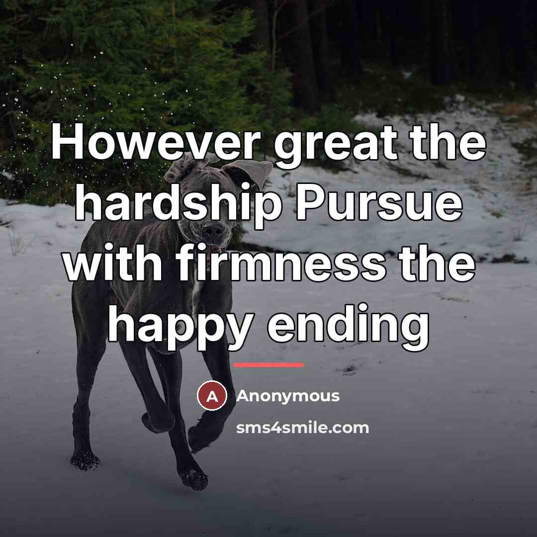 “However great the hardship Pursue with firmness the happy ending…” quote by Anonymous