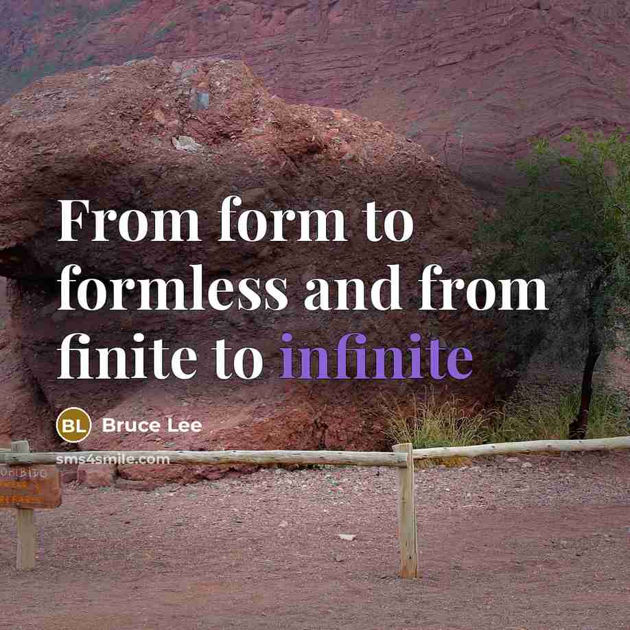 “From form to formless and from finite to infinite…” quote by Bruce Lee
