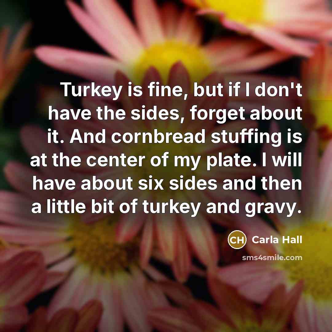 “Turkey is fine, but if I don't have the sides,…” quote by Carla Hall