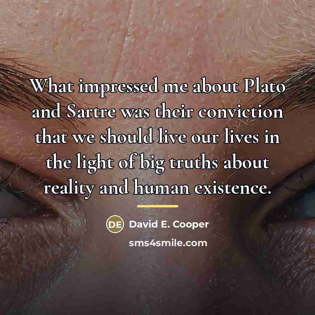 “What impressed me about Plato and Sartre was their conviction…” quote by David E. Cooper
