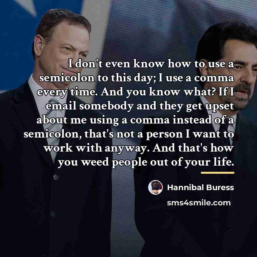 “I don't even know how to use a semicolon to…” quote by Hannibal Buress