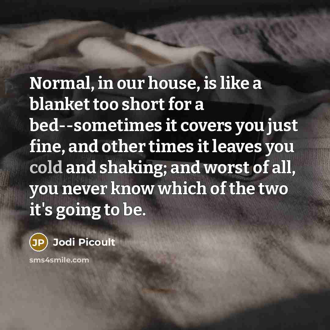 “Normal, in our house, is like a blanket too short…” quote by Jodi Picoult