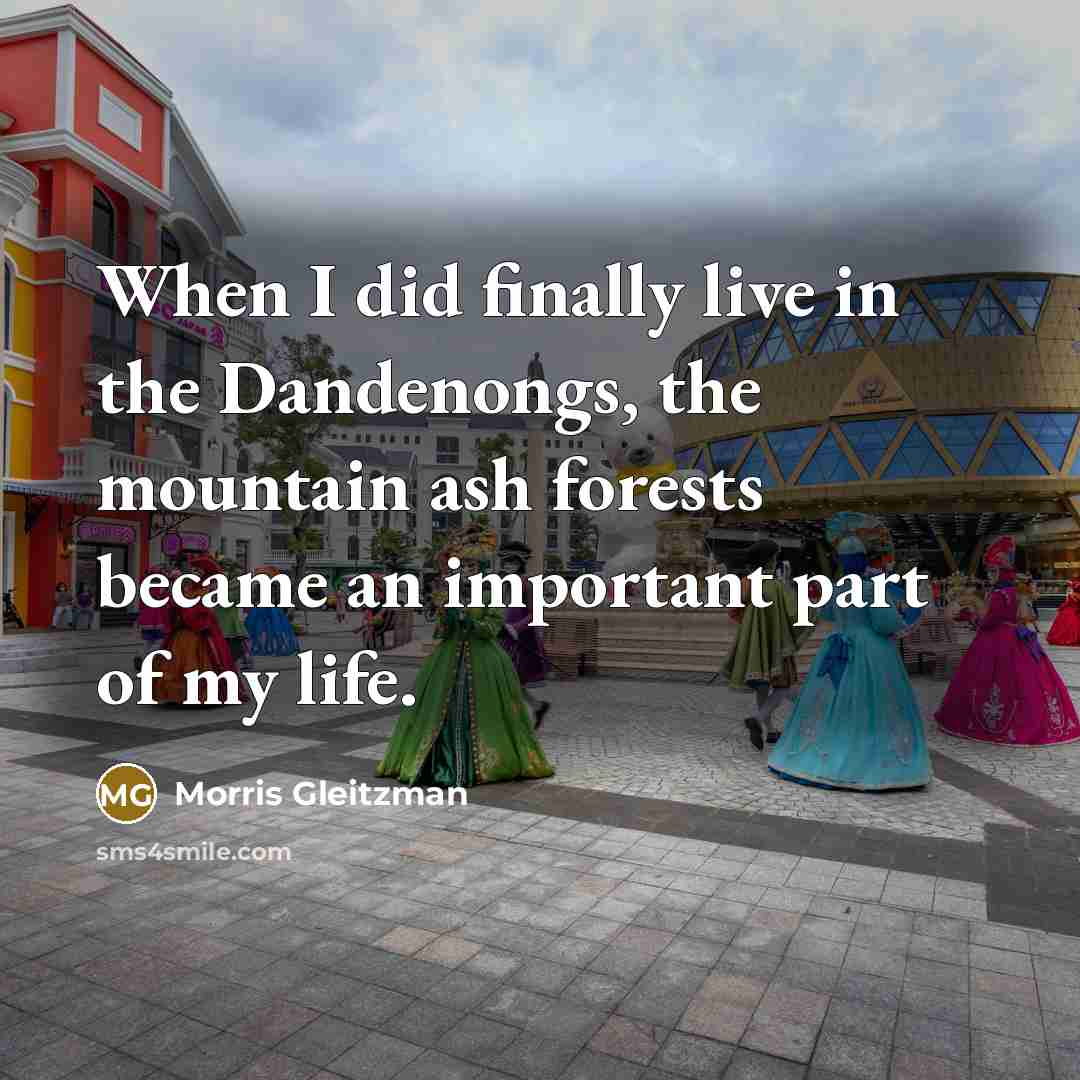 “When I did finally live in the Dandenongs, the mountain…” quote by Morris Gleitzman