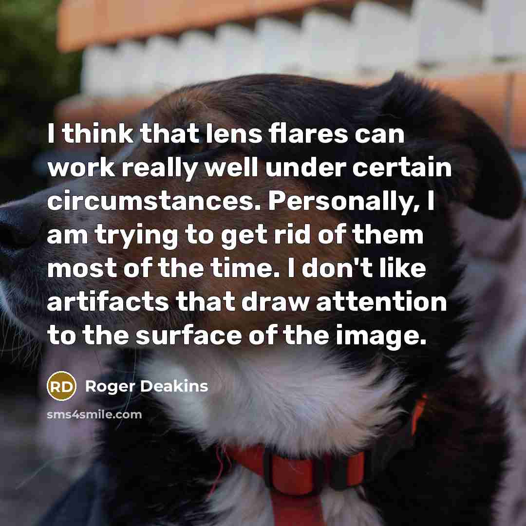 “I think that lens flares can work really well under…” quote by Roger Deakins