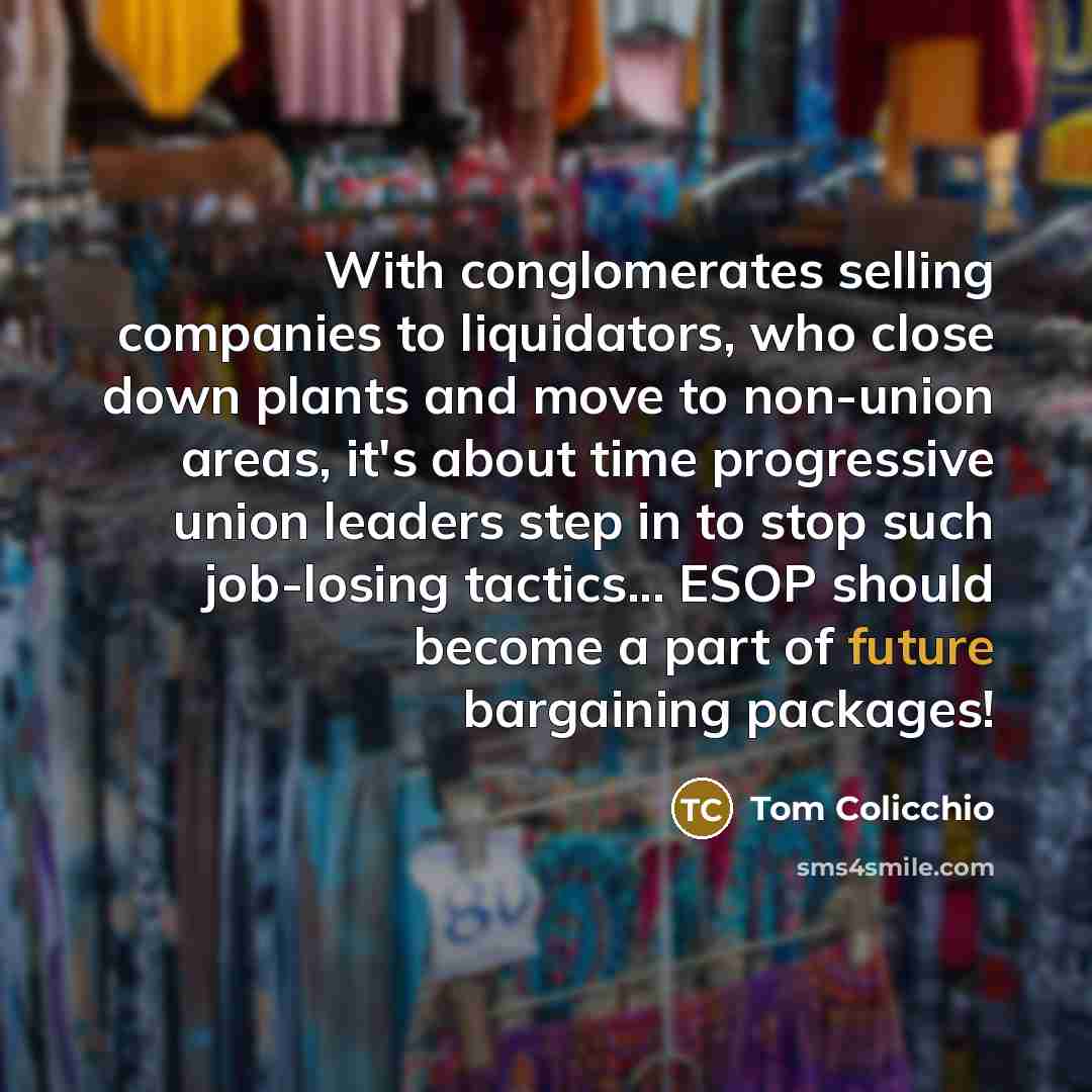 “With conglomerates selling companies to liquidators, who close down plants…” quote by Tom Colicchio