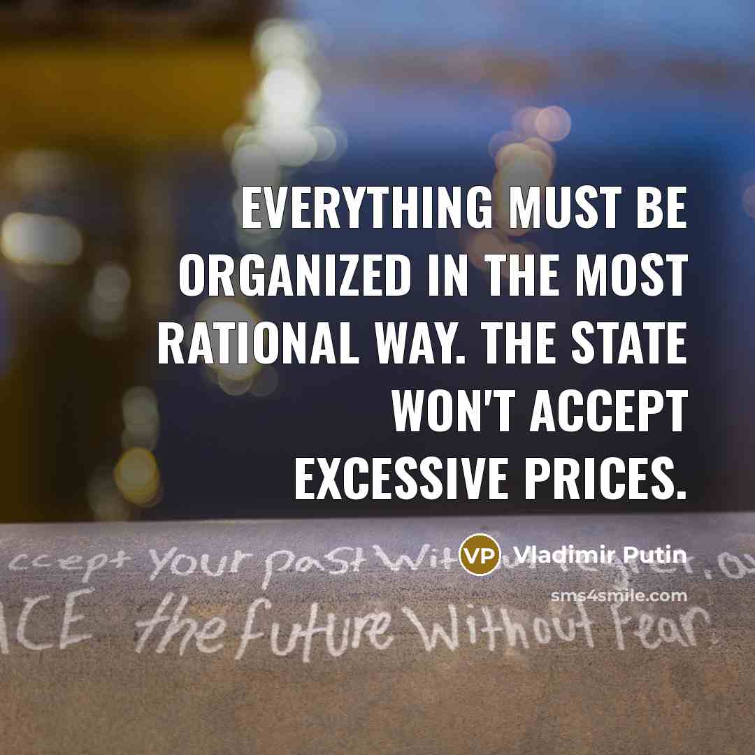 “Everything must be organized in the most rational way. The…” quote by Vladimir Putin