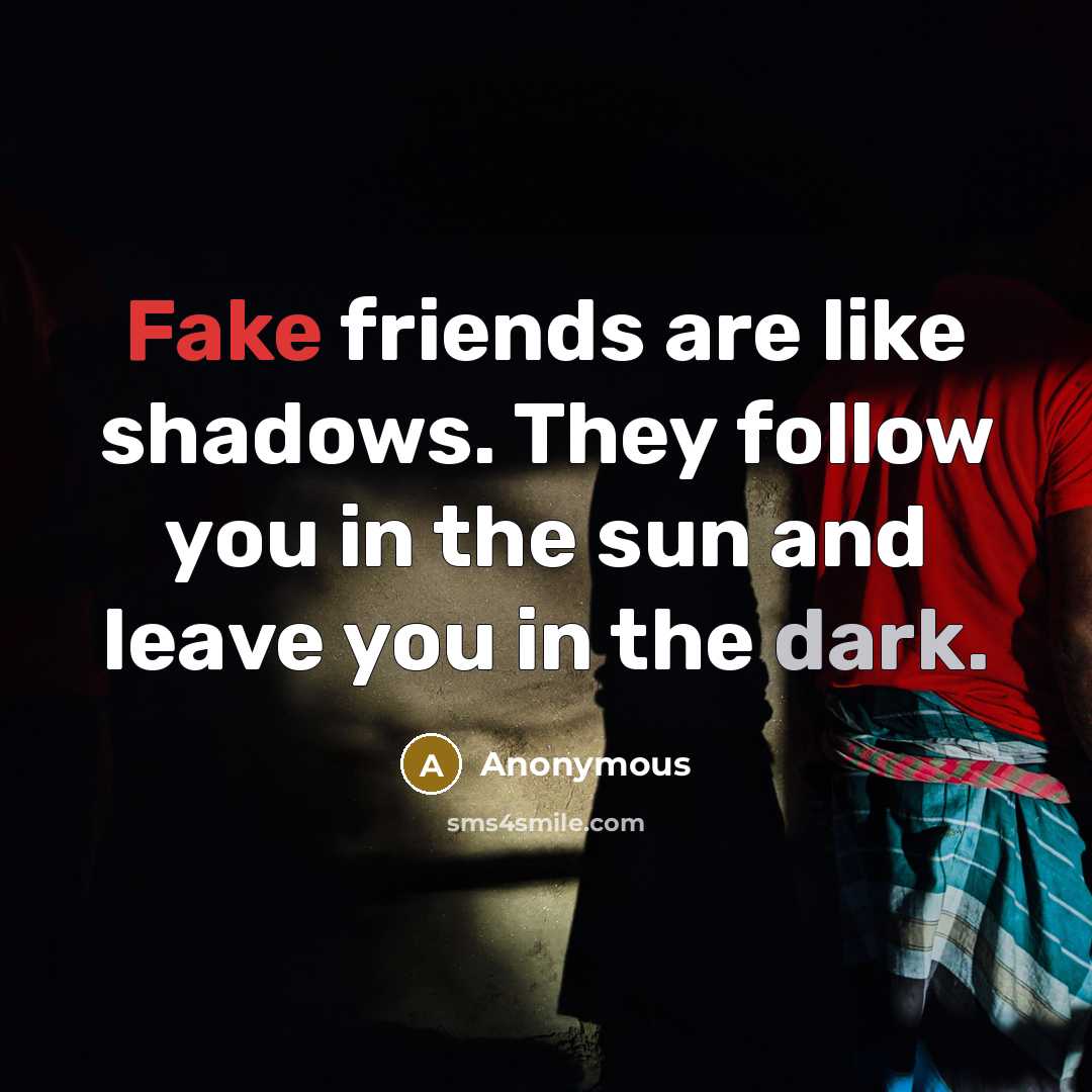 “Fake friends are like shadows. They follow you in the…” quote by Anonymous