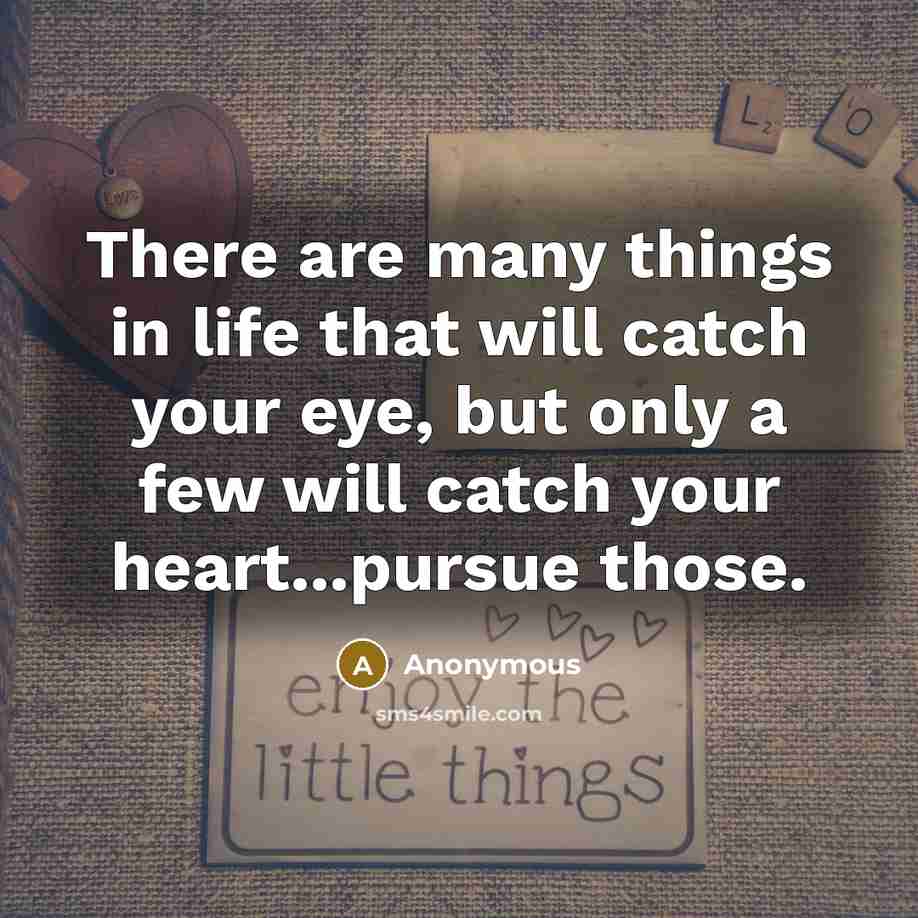 “There are many things in life that will catch your eye, but only a few will catch your heart...pursue those.” quote by Anonymous