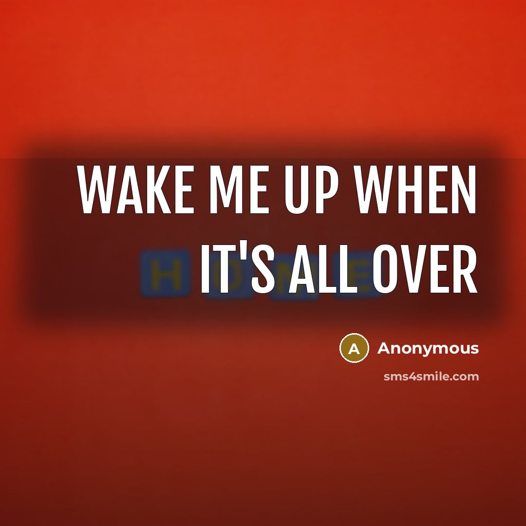 “Wake me up when it's all over” quote by Anonymous