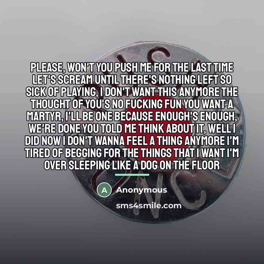 “Please, won't you push me for the last time Let's…” quote by Anonymous