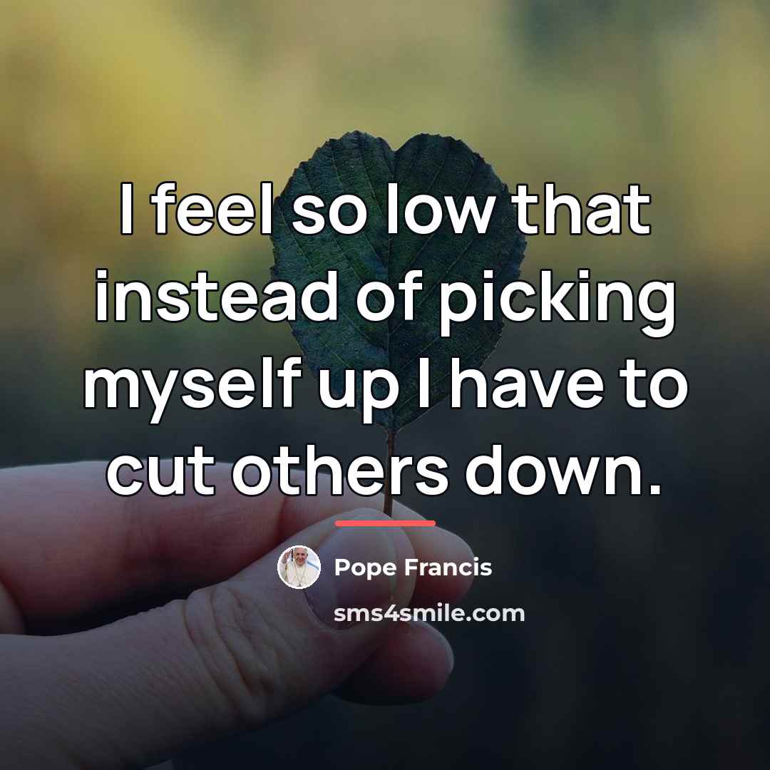 “I feel so low that instead of picking myself up…” quote by Pope Francis