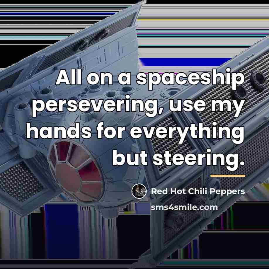 “All on a spaceship persevering, use my hands for everything…” quote by Red Hot Chili Peppers