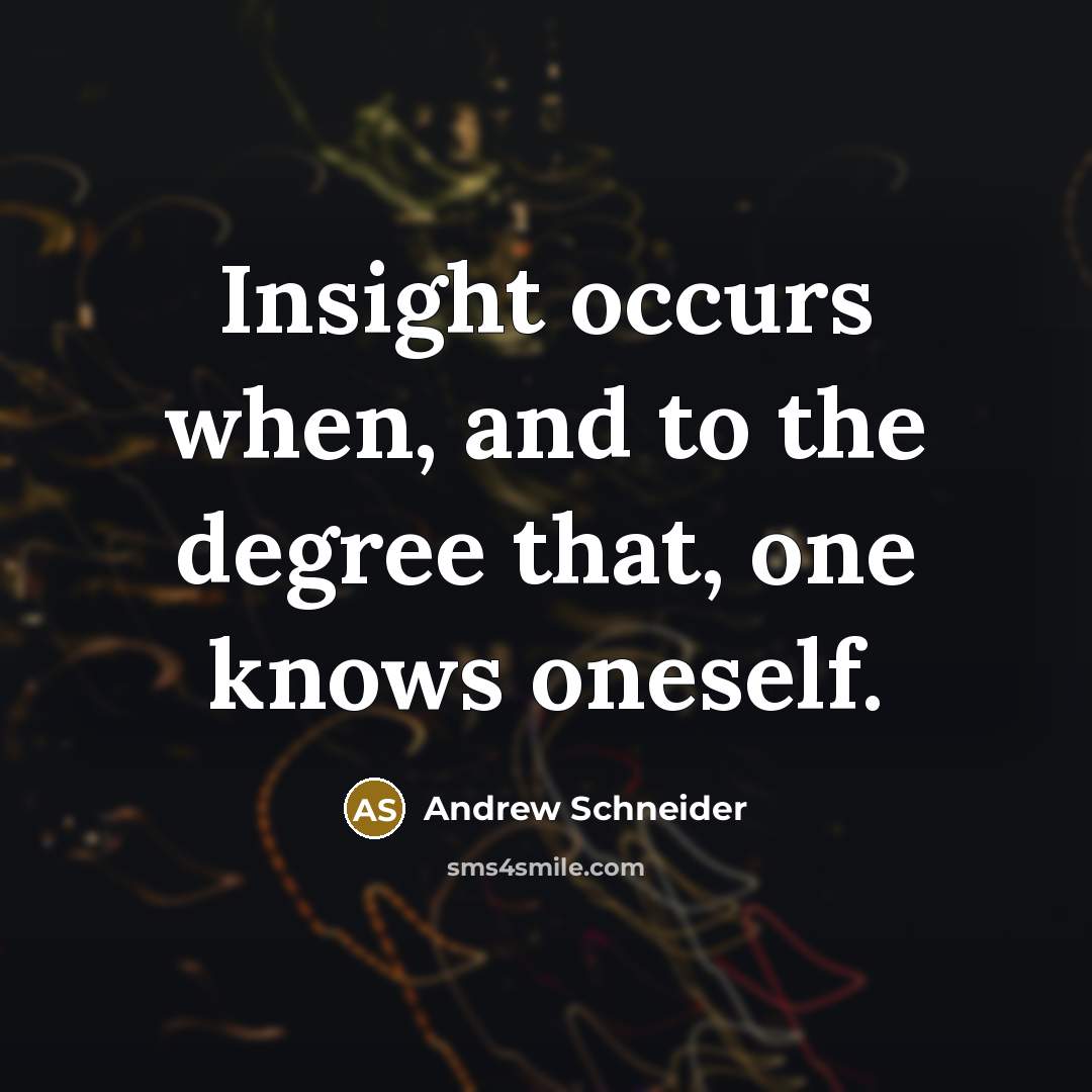 “Insight occurs when, and to the degree that, one knows…” quote by Andrew Schneider