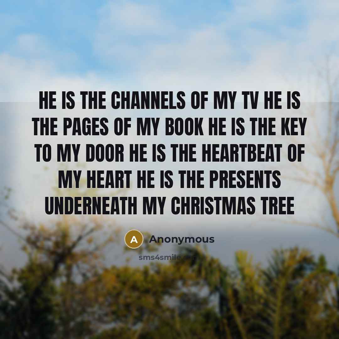 “He is the channels of my TV He is the…” quote by Anonymous