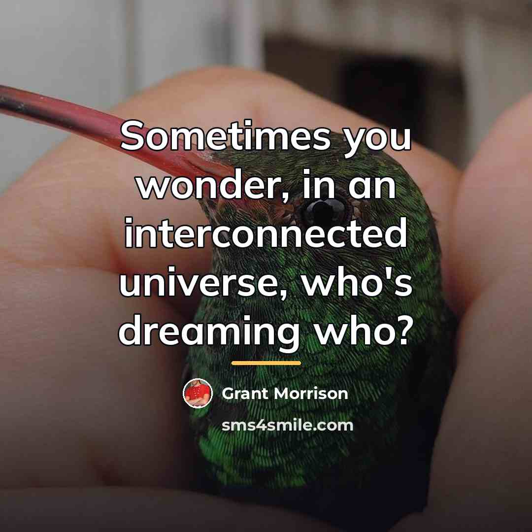 “Sometimes you wonder, in an interconnected universe, who's dreaming who?…” quote by Grant Morrison