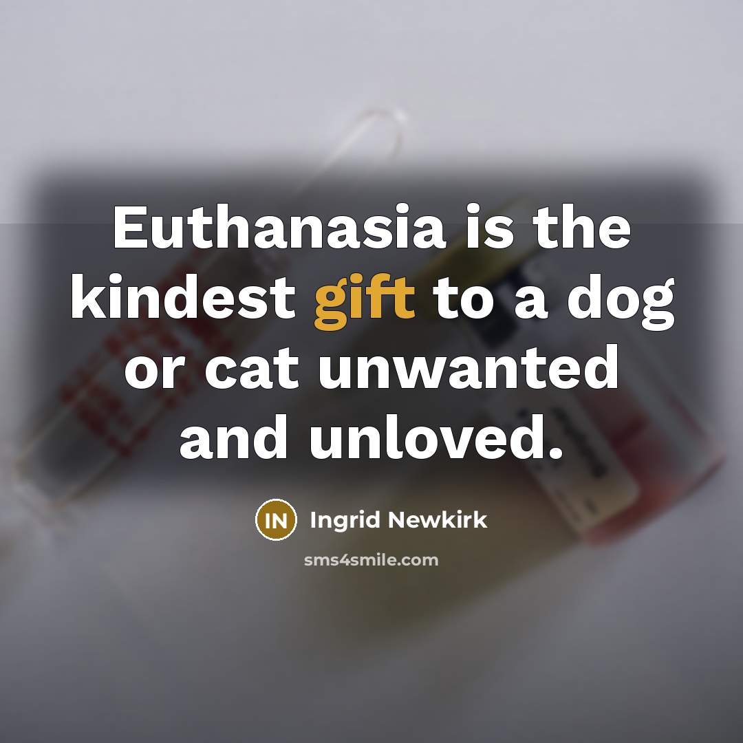 “Euthanasia is the kindest gift to a dog or cat…” quote by Ingrid Newkirk