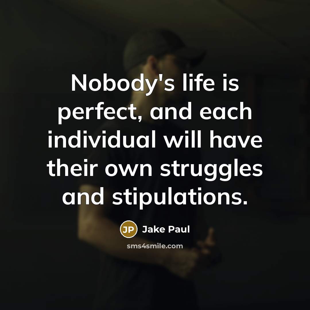 “Nobody's life is perfect, and each individual will have their…” quote by Jake Paul