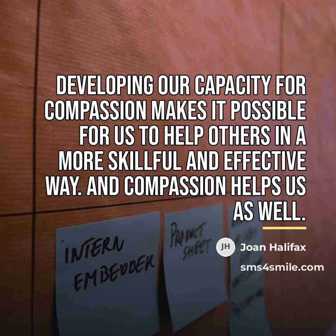 “Developing our capacity for compassion makes it possible for us…” quote by Joan Halifax