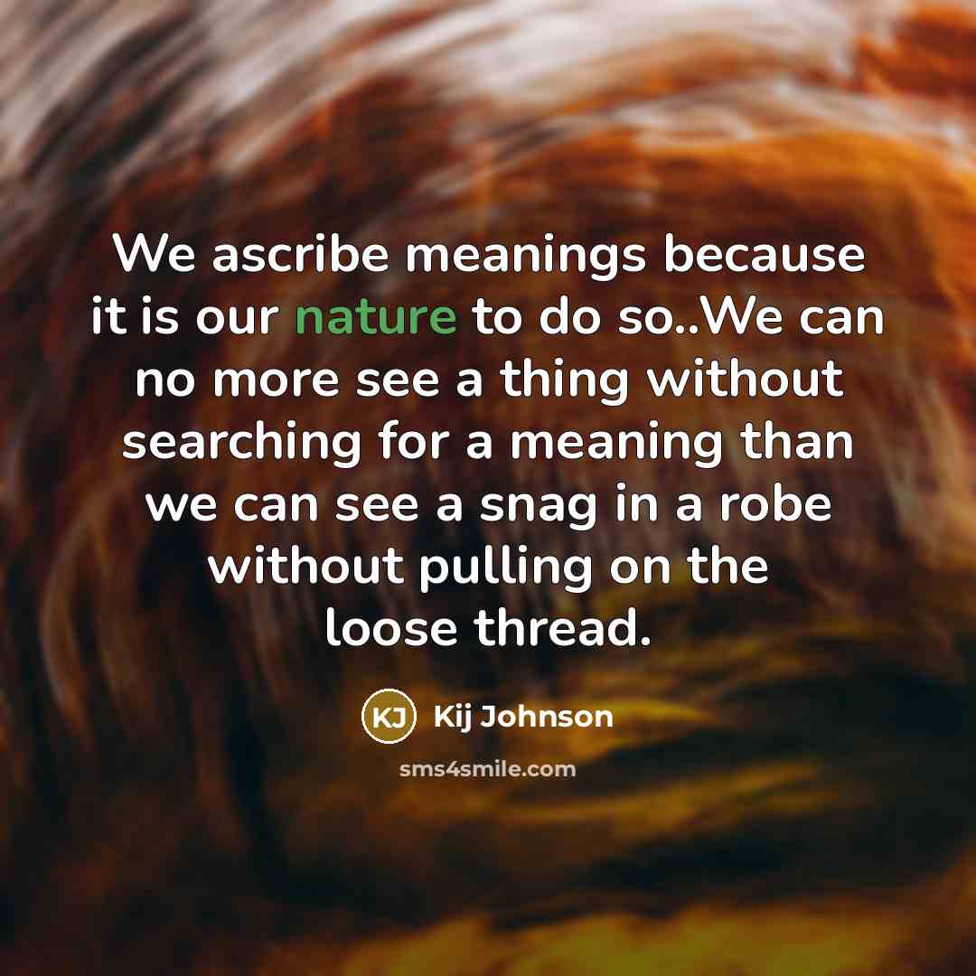 “We ascribe meanings because it is our nature to do…” quote by Kij Johnson