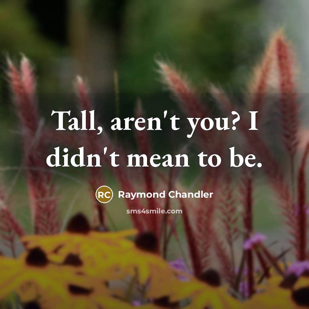 “Tall, aren't you? I didn't mean to be.…” quote by Raymond Chandler