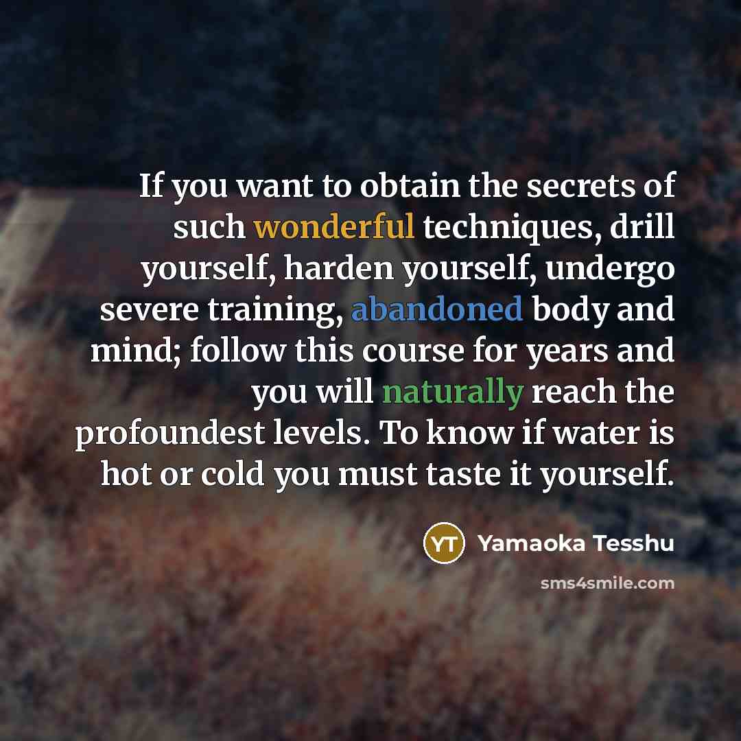 “If you want to obtain the secrets of such wonderful…” quote by Yamaoka Tesshu