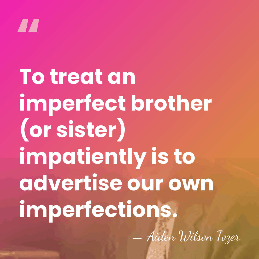To treat an imperfect brother (or sister) impatiently is to advertise our&hellip; - Aiden Wilson Tozer