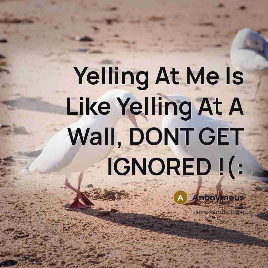 “Yelling At Me Is Like Yelling At A Wall, DONT…” quote by Anonymous