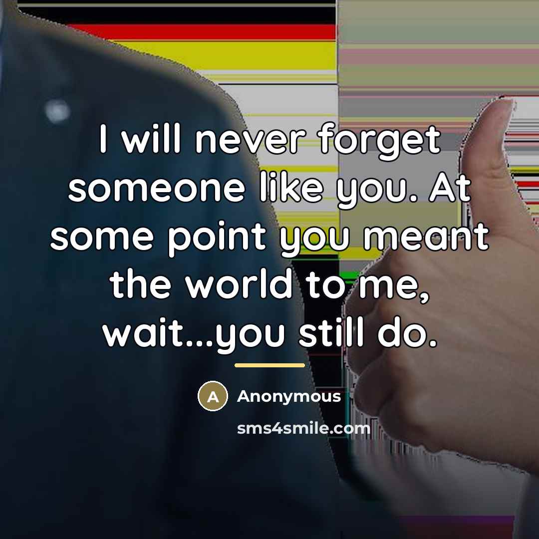“I will never forget someone like you. At some point…” quote by Anonymous