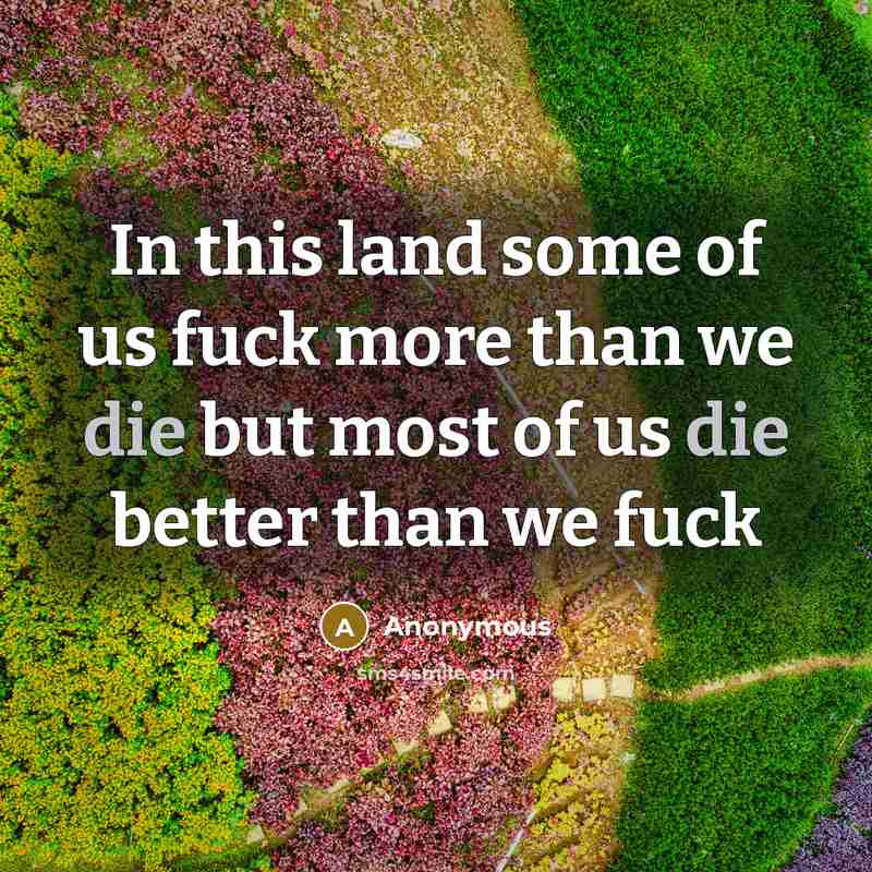 “In this land some of us fuck more than we die but most of us die better than we fuck” quote by Anonymous