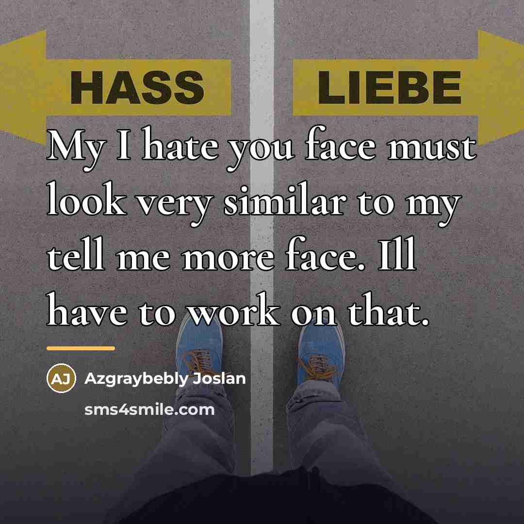 “My I hate you face must look very similar to…” quote by Azgraybebly Joslan
