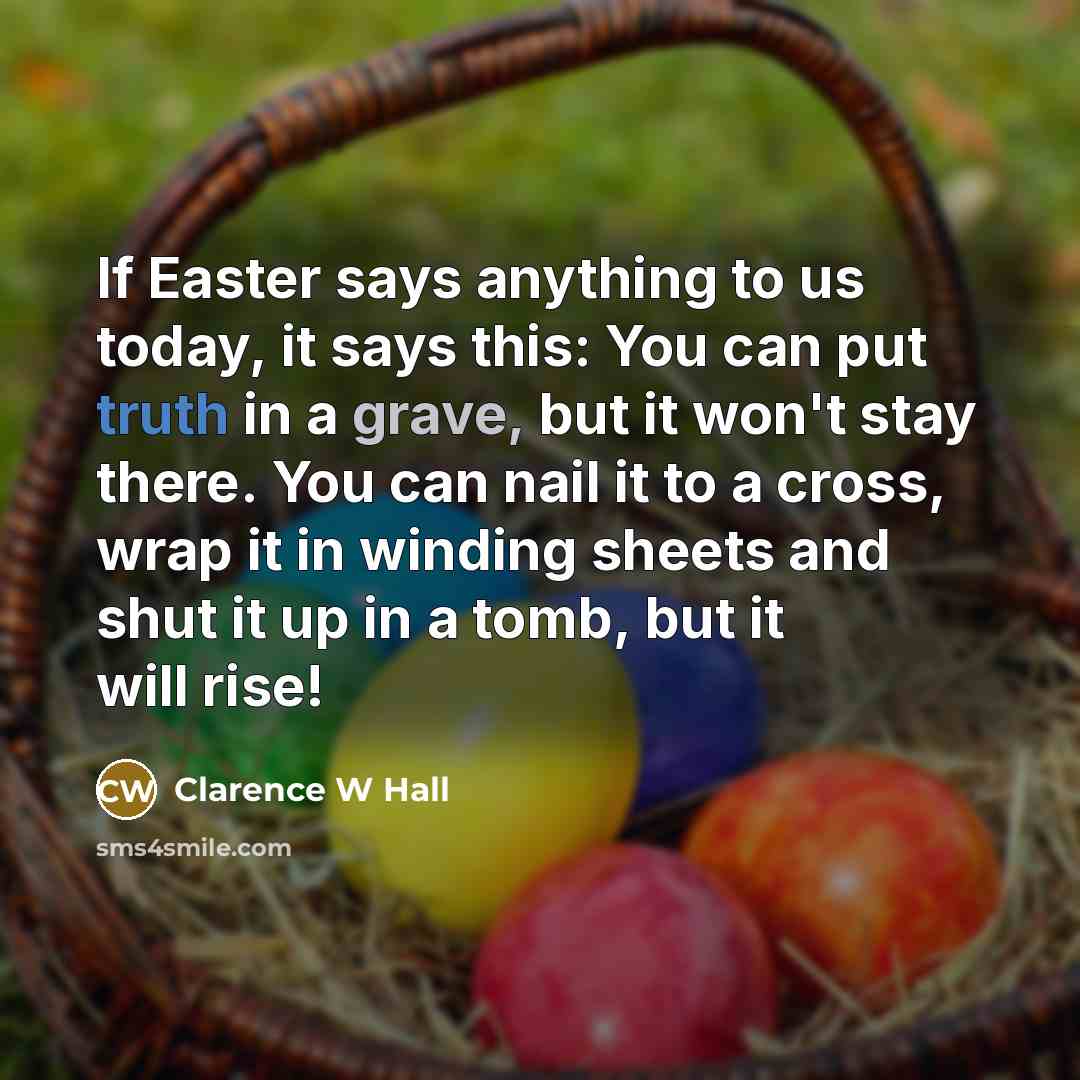 “If Easter says anything to us today, it says this:…” quote by Clarence W Hall