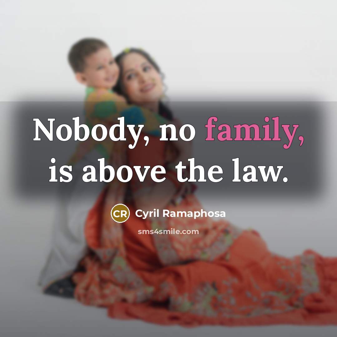 “Nobody, no family, is above the law.…” quote by Cyril Ramaphosa