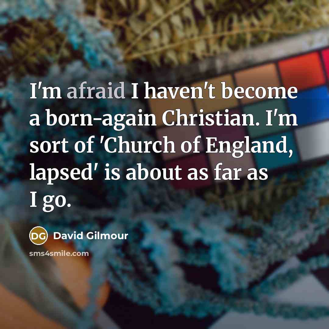 “I'm afraid I haven't become a born-again Christian. I'm sort…” quote by David Gilmour