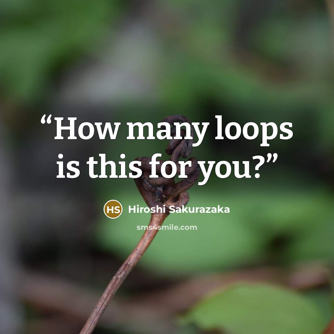 “How many loops is this for you?” quote by Hiroshi Sakurazaka