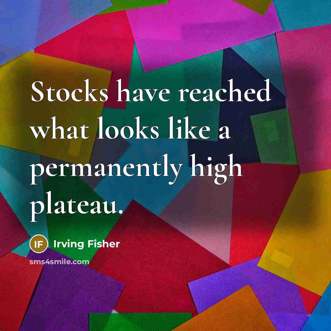 “Stocks have reached what looks like a permanently high plateau.…” quote by Irving Fisher