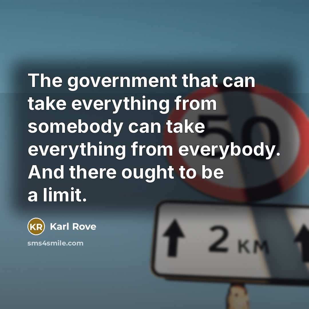 “The government that can take everything from somebody can take…” quote by Karl Rove