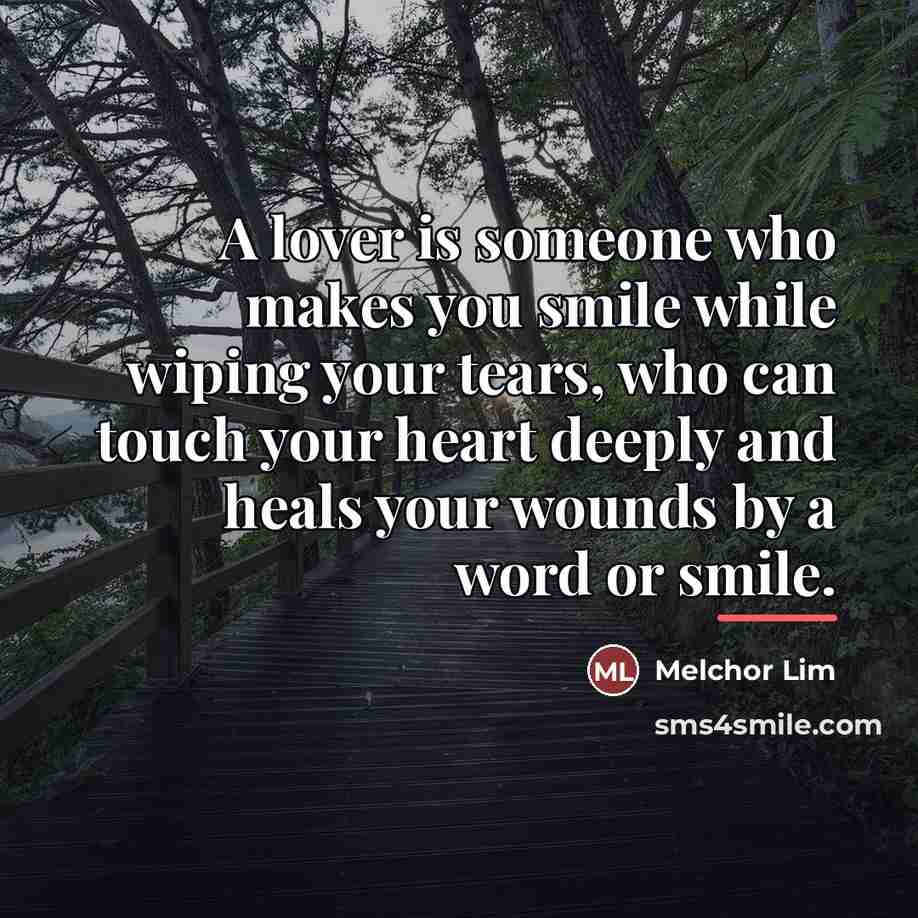 “A lover is someone who makes you smile while wiping…” quote by Melchor Lim