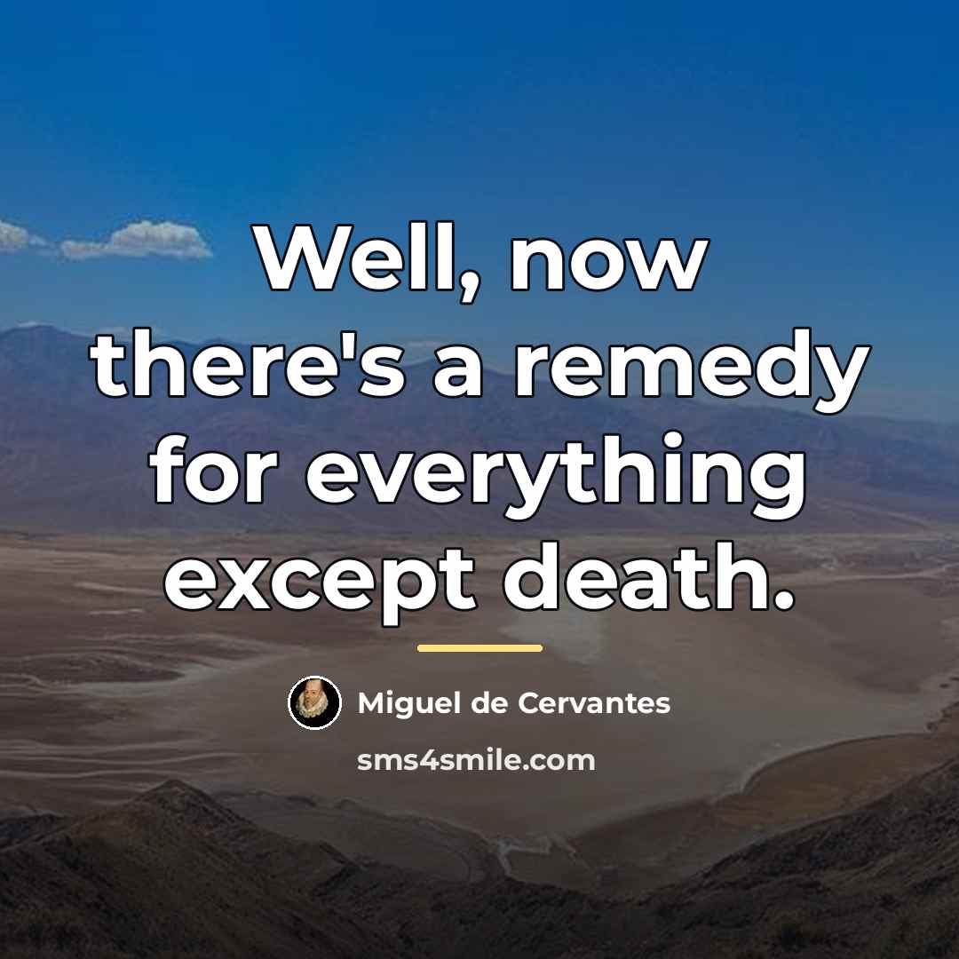 “Well, now there's a remedy for everything except death.…” quote by Miguel de Cervantes