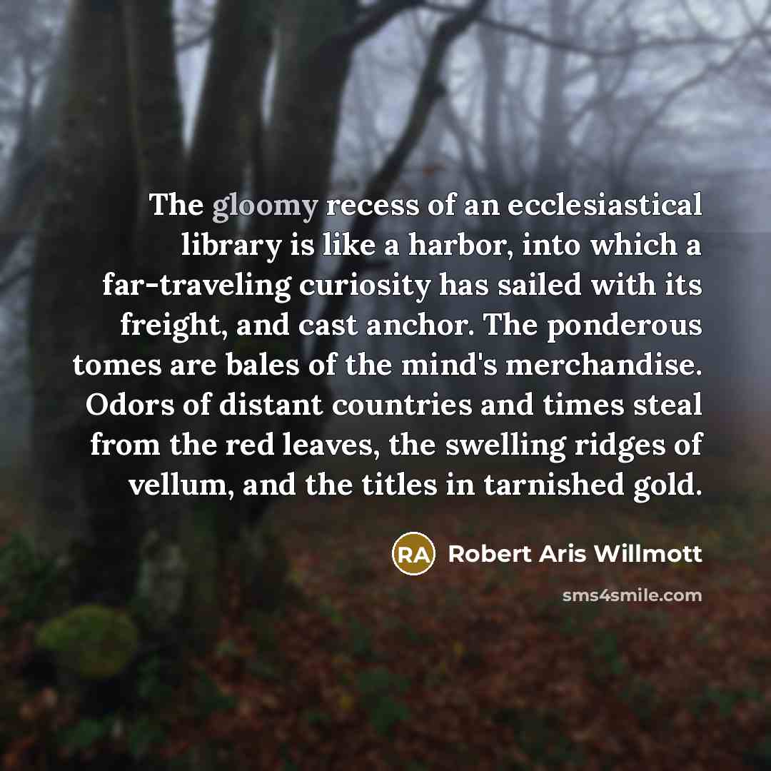“The gloomy recess of an ecclesiastical library is like a…” quote by Robert Aris Willmott