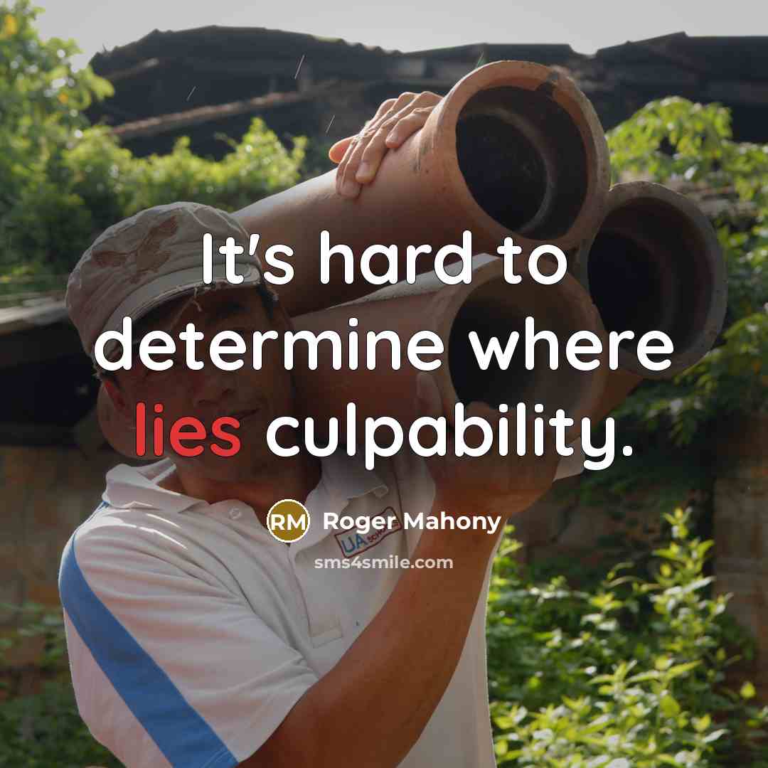 “It's hard to determine where lies culpability.…” quote by Roger Mahony