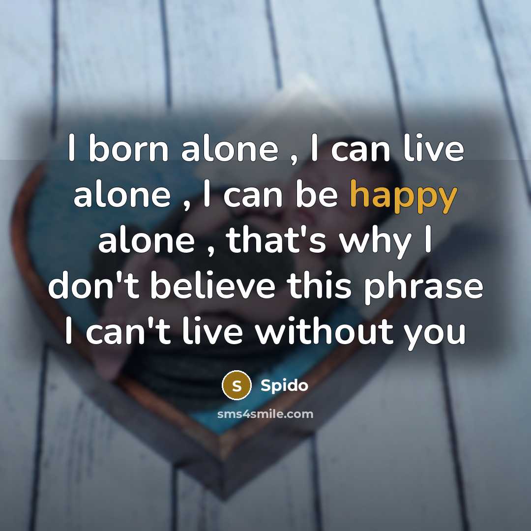 “I born alone , I can live alone , I…” quote by Spido