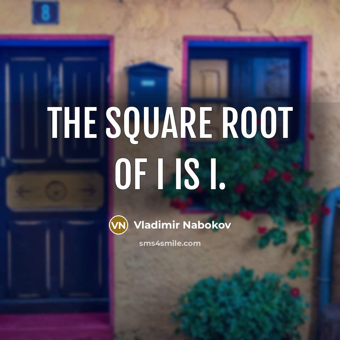“The square root of I is I.…” quote by Vladimir Nabokov