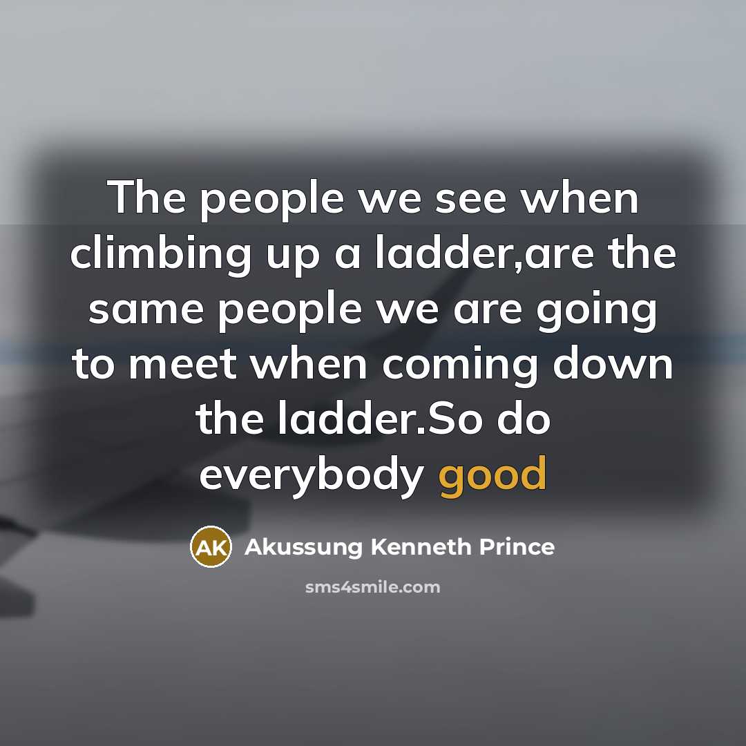 “The people we see when climbing up a ladder,are the…” quote by Akussung Kenneth Prince