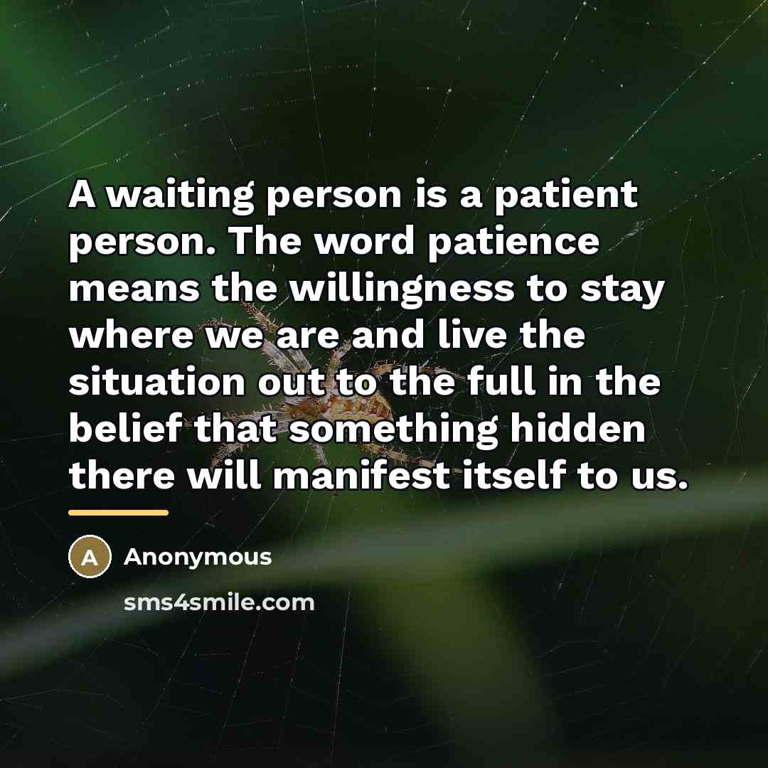 “A waiting person is a patient person. The word patience…” quote by Anonymous